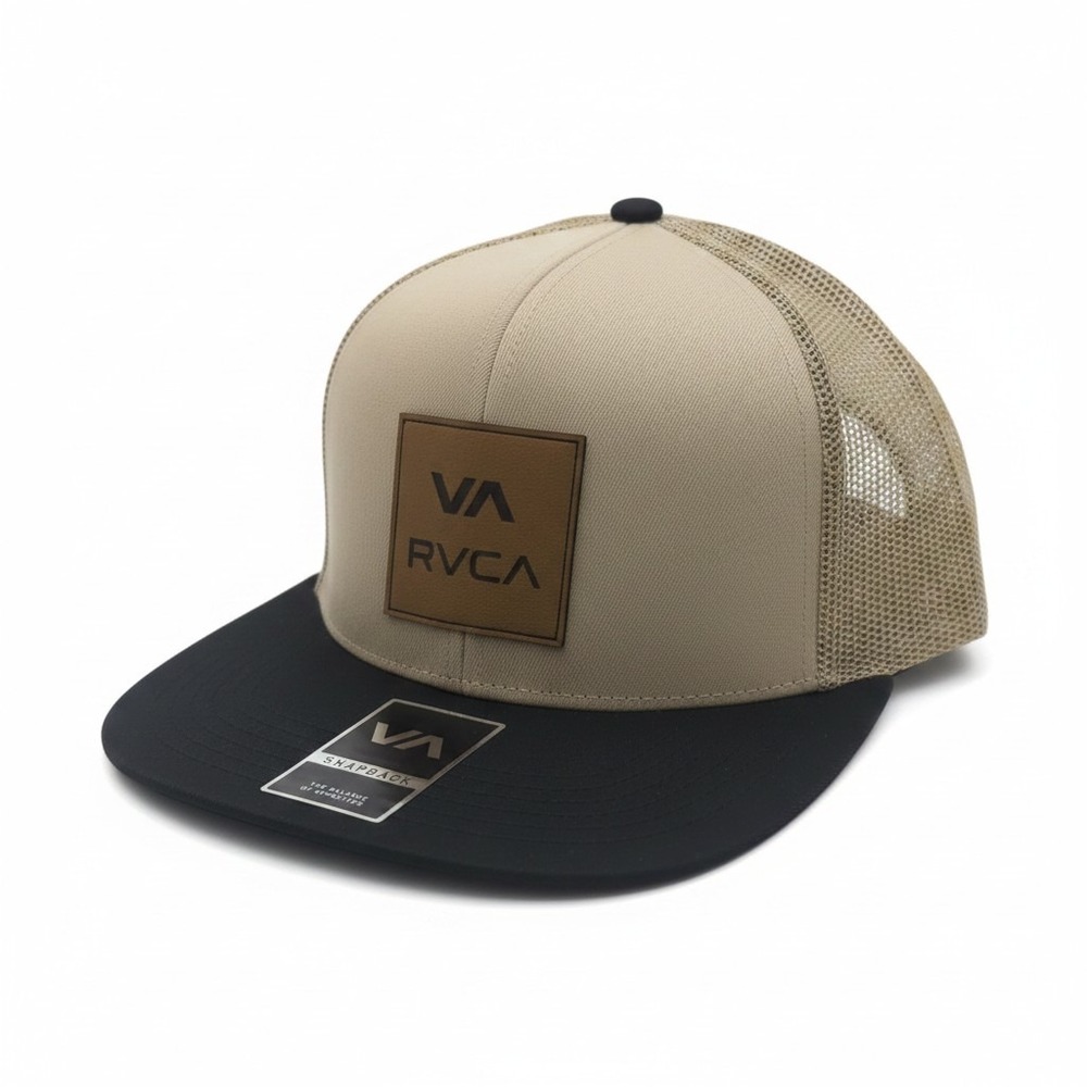 RVCA Cool Head Trucker Hat Khaki Black Snapback Mesh Cap 23D5502504 NEW
